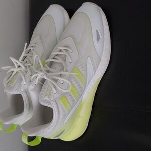Adidas ZX Boost 2.0 Men's White and Neon Sneakers